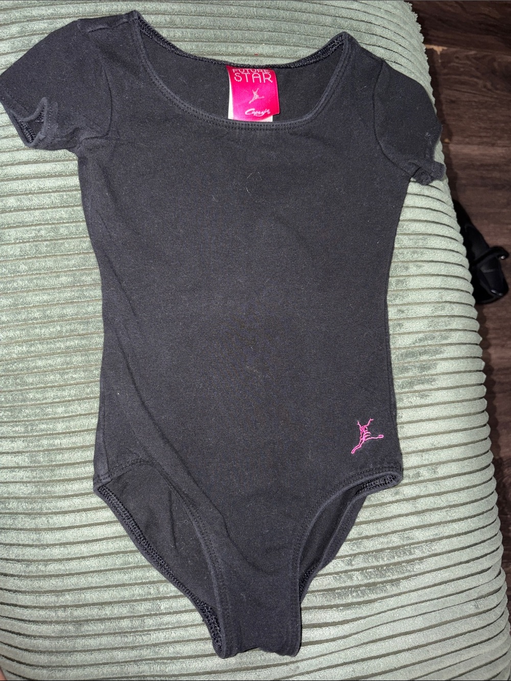 Capezio Black Kids One-Piece Leotard with Pink Logo